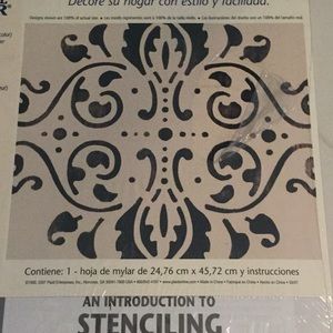 Plaid Brand stencil contains 1-9:75” x 18” Mylar sheet & instructions